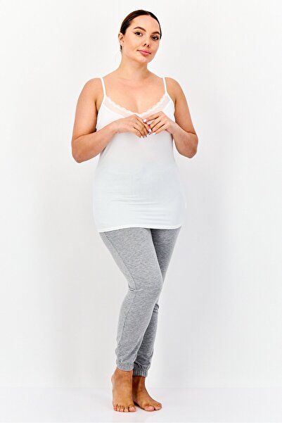 Bebe Women 2 Pieces Solid Sleeveless Tops, White/Tan