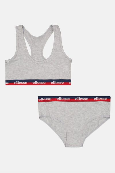Ellesse Women 2 Pieces Brand Logo Bralette And Underwear Set, Grey