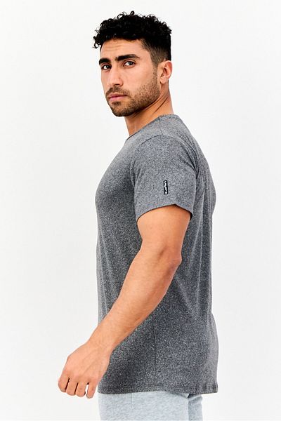 Layer 8 Men Crew Neck Solid Short Sleeve Sleepwear, Heather Grey