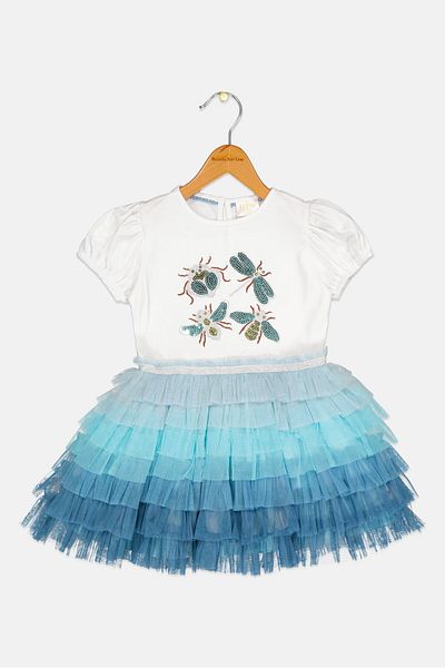 Miss Toddlers Girl Embroidered Dress, Multicolor