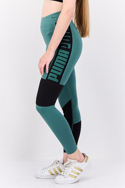 Puma Women Tight Fit Brand Logo Outdoor Tights, Teal Green