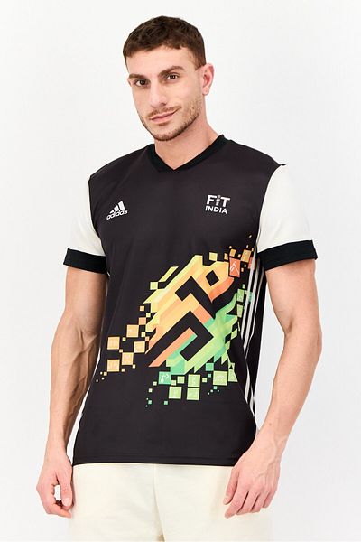 adidas Men Sportswear Fit Short Sleeves Rugby Jersey, Black