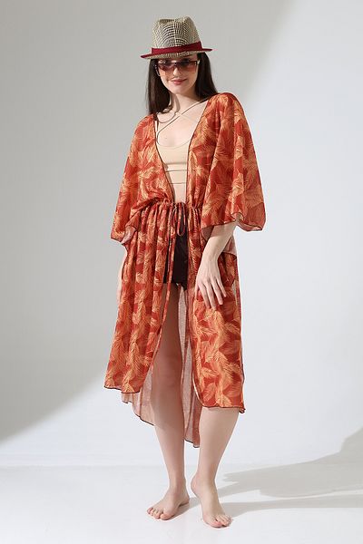 Esberin Patterned Long Tulle Pareo with Front Ties