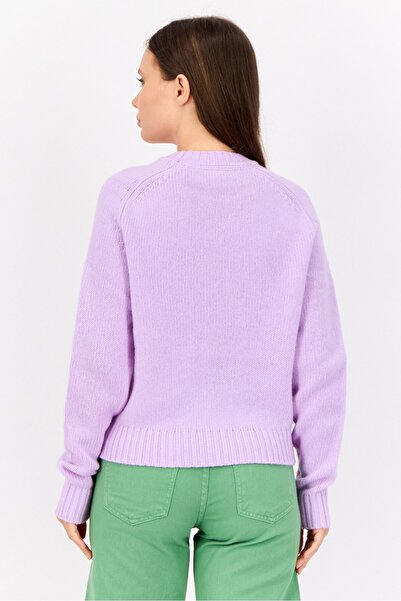 Esprit Women Ribbed Collar Embroidered Logo Sweaters, Lavender