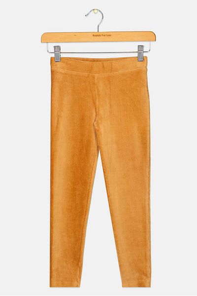 GAP بنطال رياضي من قماش مخملي منسوج للبنات، لون بني