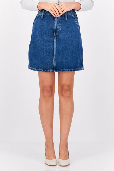 Esprit Women Washed Denim Skirt Mini Skirt, Navy