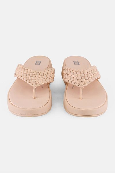 Fitflop صندل نسائي منسوج مفتوح من الأمام، لون وردي فاتح