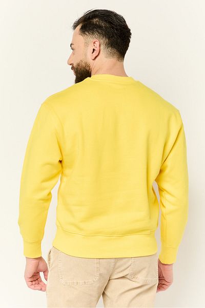 Esprit Men Crew Neck Brand Logo Long Sleeves Sweatshirt, Yellow