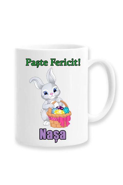 OEM Cană albă personalizată „Paște fericit Nasa”, Inovatix®. 330ml