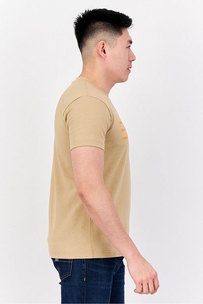 Esprit Men Crew Neck Short Sleeves Brand Logo T-shirt, Tan