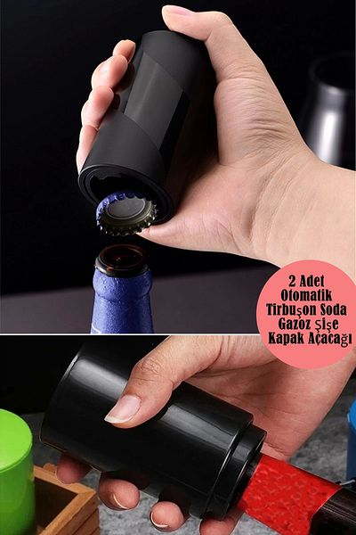 Maridet 2-Piece Automatic Push Bottle Cap Opener Multi Functional Fast Soft Drink Soda Cap Opening Apparatus