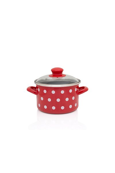 Metalac Oala 1.5l cu capac din sticla Tufne Metalac, email, 14cm, 1.5l