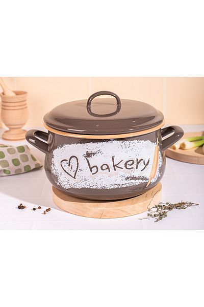Metalac Oala 4l cu capac Bakery Metalac, email, 20cm, 4l