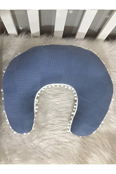 CherryPie Μαξιλάρι θηλασμού τζιν Wafle Pique Fabric Muslin Fabric Pompom - Μαξιλάρι στήριξης