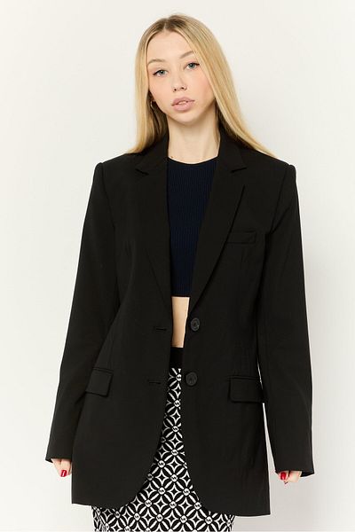 Michael Kors Women Regular Fit Solid Semi-formal Blazer, Black