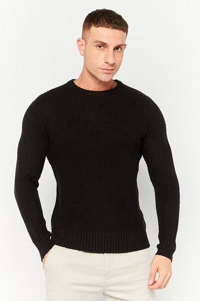 Sorbino Men Crew Neck Long Sleeve Knitted Sweater, Black