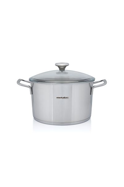Metalac Oala 6l cu capac din sticla Santino Metalac, inox, 24cm, 6l