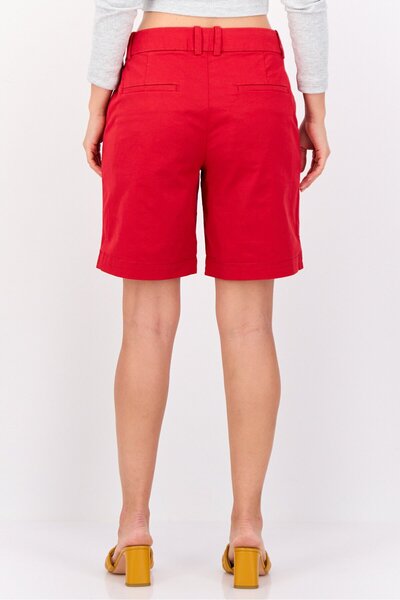 Esprit Women Solid Chino Shorts, Red