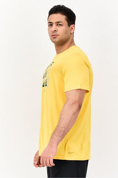 adidas Men Sportswear Fit Short Sleeves Training T-Shirt, Yellow