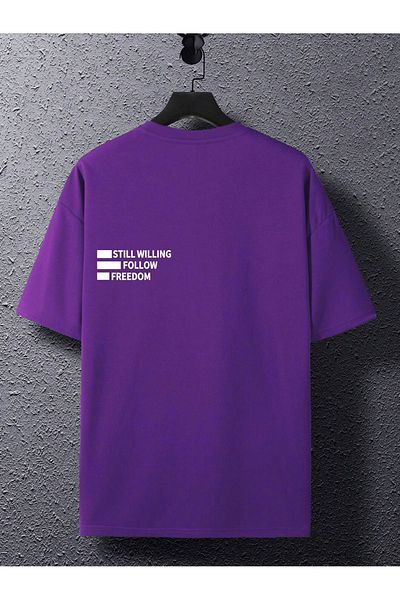 VBSVİBES Tricou tricotat cu imprimeu unisex violet Oversiz Still Follow Freedom