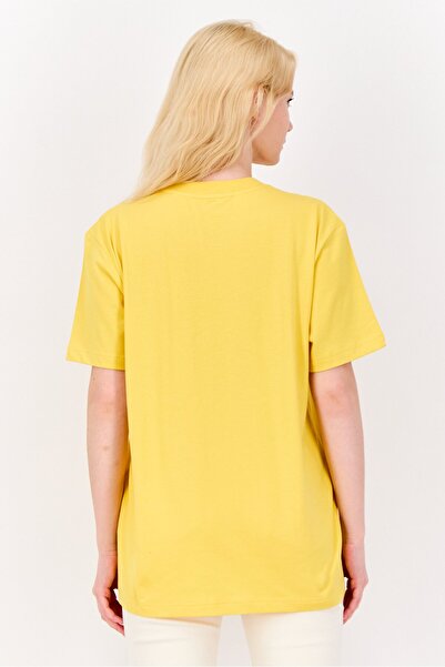 Esprit Women Crew Neck Short Sleeve Brand Logo T-Shirt, Yellow