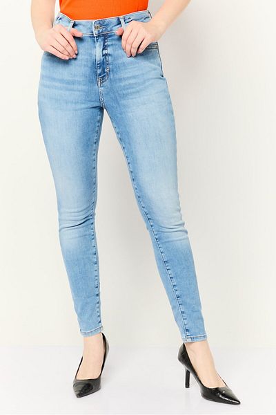 Esprit Women Skinny Fit High Rise Washed Stretchable Jeans, Blue