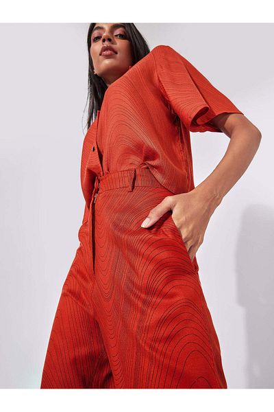 The Label Life Rust Wave Graphic Print Pants Trendy & Comfortable