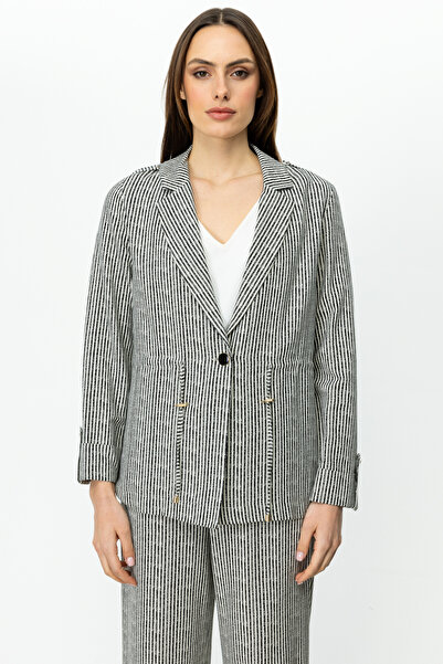 ON TRİKO Lace-Up Striped Jacket 54505-25