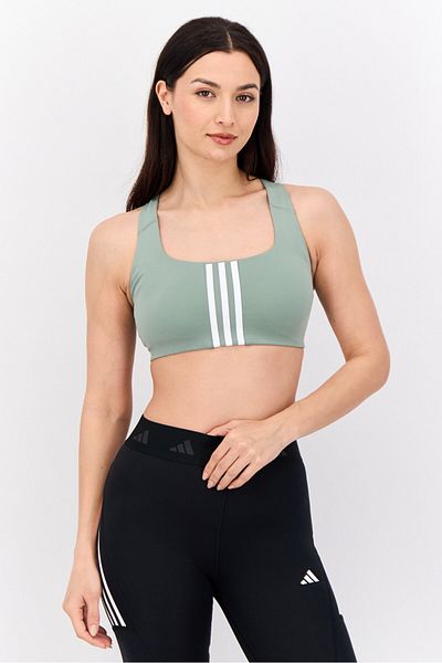adidas Women Brand Logo Padded Training Sports Bra, Sage Green