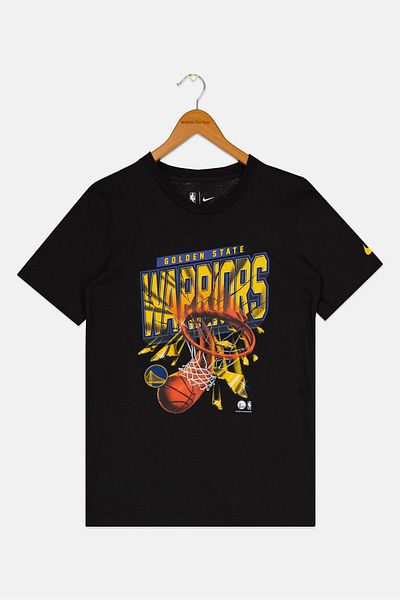 Nike X Nba Kids Boy Sportswear Fit Short Sleeve Warriors Outdoor T-shirts,black