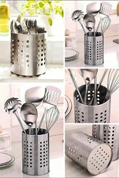 Genel Markalar Silindir Metal Kaşıklık Tezgah Üstü Servis Standı Kaşıklık