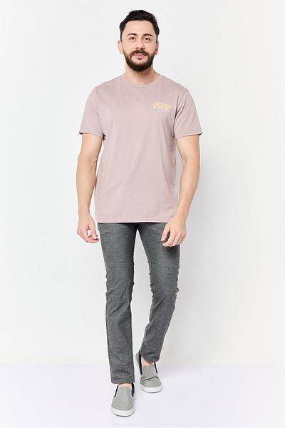 Dockers Men Crew Neck Short Sleeves Brand Logo T-shirt, Dusty Pink
