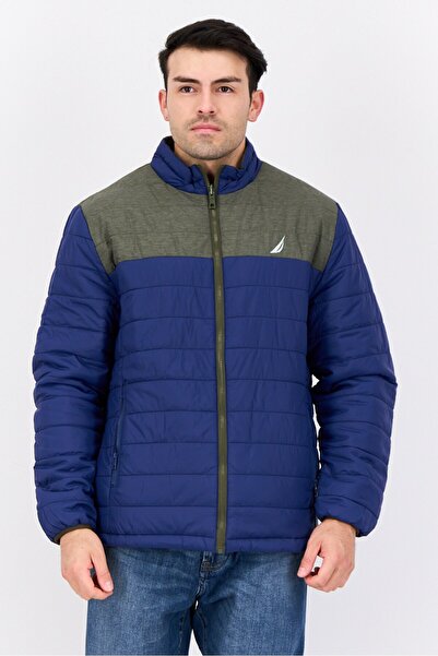 Nautica جاكيت رجالي مبطن منفوخ، زيتوني/أزرق