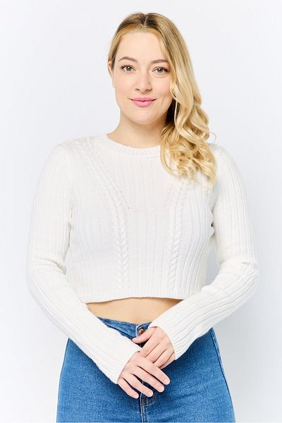 Don't Call Me Jennyfer Women Ribbed Neck Knitted Sweater, White