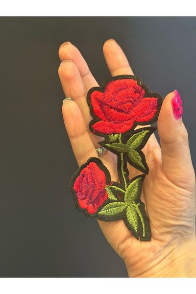 Gönülden Tasarım Red Embroidery Flower Coat of Arms Sewing Accessory 16X12 cm
