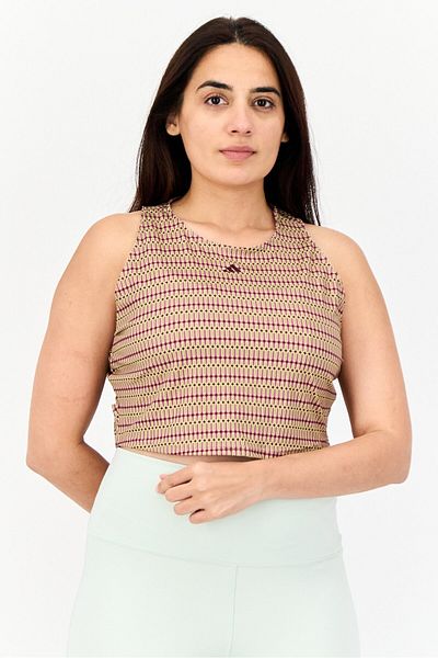 adidas Women Slim Fit Sleeveless Yoga Crop Top, Multicolor