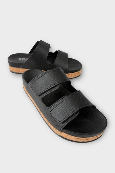 Liger Women's Daily Slippers Thick Sole Double Tape Velcro Comfortable Stylish Summer Home Beach Vacation Slippers Black