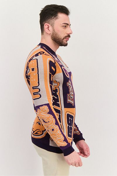 Asos Design Men Crew Neck Allover Printed Long Sleeves Sweatshirt, Multicolor
