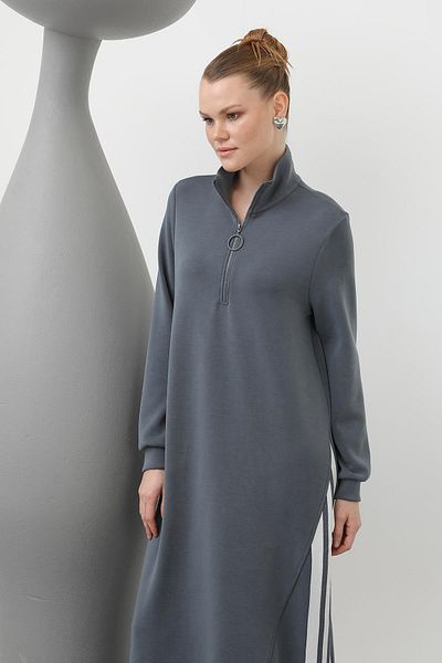 Loreen Women's Tiktak Detailed Zippered Dress - 20600Elb - Antracite