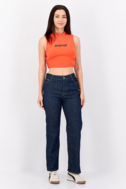 Esprit Women Straight Fit Plain Stretchable Slevedge Retro Jeans, Navy