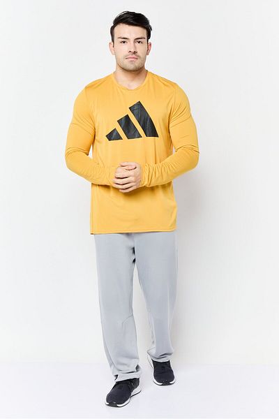 adidas Men Sportswear Fit Long Sleeve Running Sweatshirt, Golden Yellow