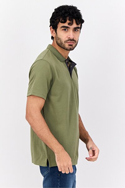 WRANGLER Men Regular Fit Plain Short Sleeves Polo Shirt, Olive