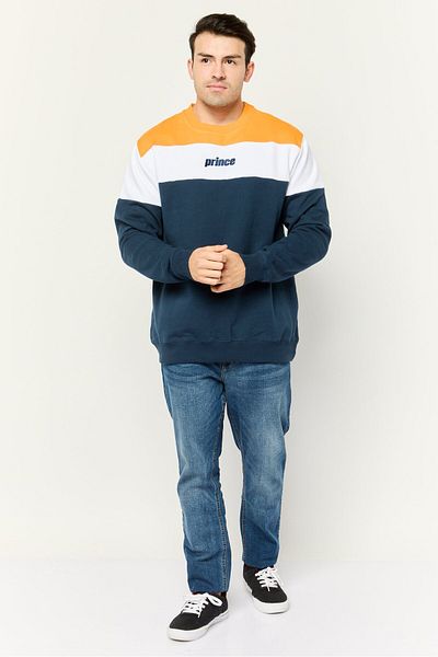Prince Men Crew Neck Colour Block Long Sleeves Sweatshirt, Multicolor