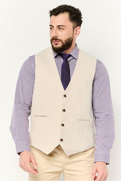 Asos Design Men Textured Sleeveless Blazer Vest, Beige