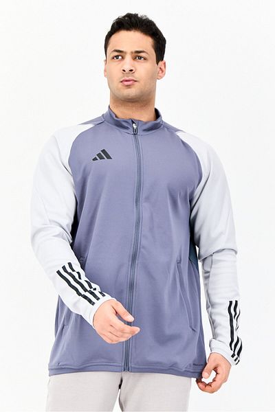 adidas قميص رجالي رياضي بأكمام طويلة مناسب للأنشطة الخارجية، رمادي