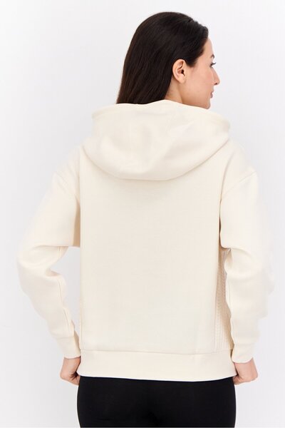 adidas Women Sportswear Fit Long Sleeve Outdoor Hoodies, Cream