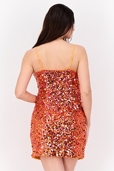 Esprit Women Sequin Mini Dress, Orange