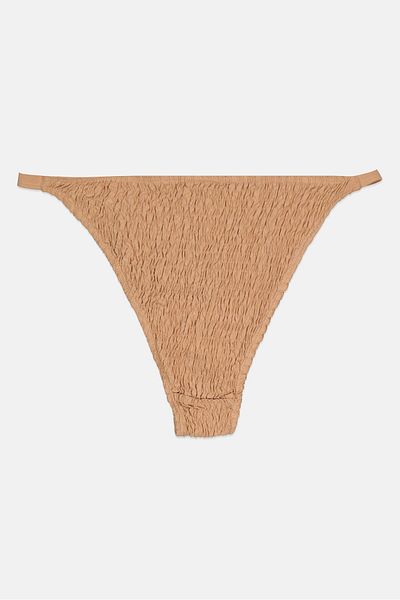 Missguided Women High Leg Bikini Bottom, Beige