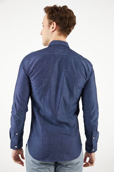 Scuderia Ferrari Men Regular Fit Solid Long Sleeve Casual Shirts, Blue