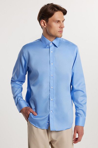 Tudors Μπλε Non-Iron Regular Fit 100% Cotton Ekoteks Gommelik